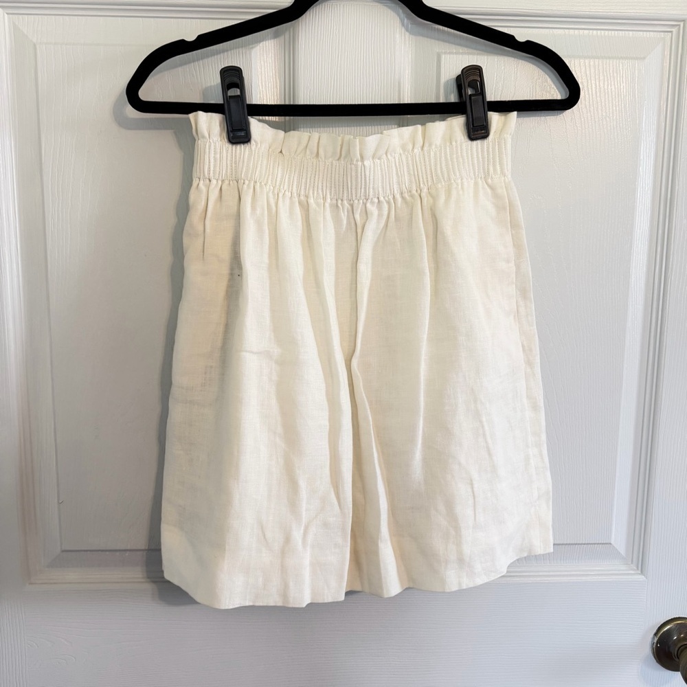 J Crew 100% Linen Elastic Waist Skirt Cream Ivory Size 2 - Picture 2 of 6